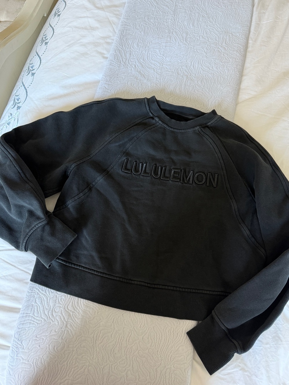 lululemon athletica Black Embossed Logo Crewneck Sweater